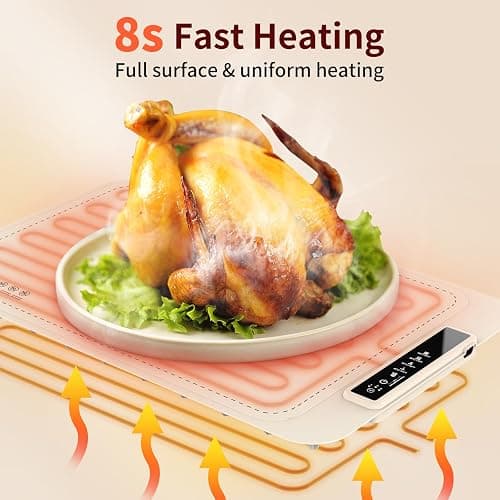 Warming Mat for Food - Electric Silicone Food Warming Tray for Buffet, Rollable Food Warmer Mat for Countertop, Fast Heating Mat with Timer and 4 Heat Levels, Portable Heating Pad for Parties Family thumbnail 4
