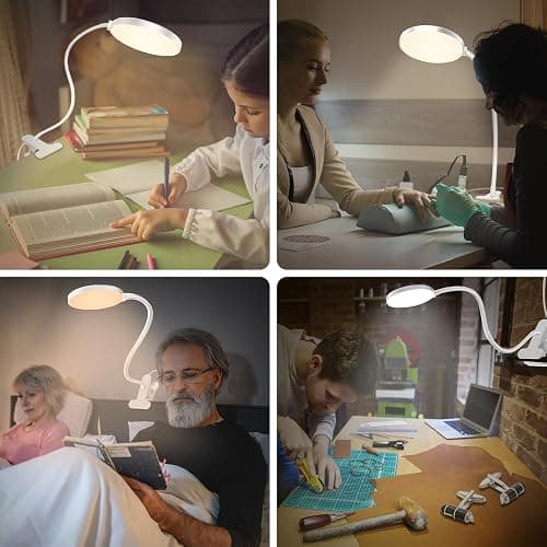iFalarila Reading Light with Remote, LED Desk Lamp Clip on [1H Timer & Nightlight] RA>95 Dimmable Flexible Gooseneck, Reading Lamp with Clamp for Table - 3.5'' (Adapter Included) thumbnail 8