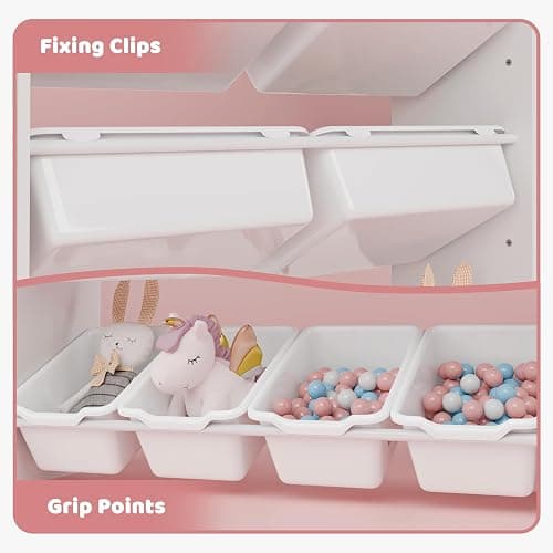 Xilingol Kids Toy Storage Organizer W/8 Removable Toy Bins, 4-Tier Toy Organizers W/6 Storage Cubbies, Kid Bookshelf and Toy Storage for Playroom, Bedroom, Kids Room, Classroom thumbnail 5