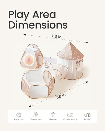Tiny Land Play Tunnel and Ball Pit for Toddlers, 5pcs Indoor Playground - Foldable Pop Up Tents with Carry Bag, Outdoor Playhouse with Crawling Toys & Play Tent, Gift for Boys and Girls thumbnail 2