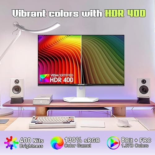 Amzfast 27" White Gaming Monitor, WQHD 2560x1440 200Hz Fast IPS 1ms HDR400 | 130% sRGB, 8bit+FRC, Adaptive Sync, TÜV Eye Care, HDMI 2.0x2, DP 1.4x2, VESA 100x100 – AMZG27F6Q for Competitive & 3A Gaming thumbnail 5