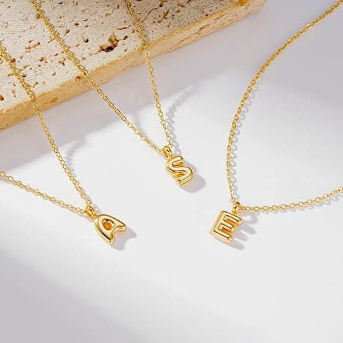 M MOOHAM Initial Necklace for Girls Kids Women - Cute Letter A-Z Necklaces | 14K Gold-Plated Initial Necklace, Small Letter Necklace, Birthday Gifts for Girls Kids Teen Girls, Kids Little Girl Necklaces thumbnail 5