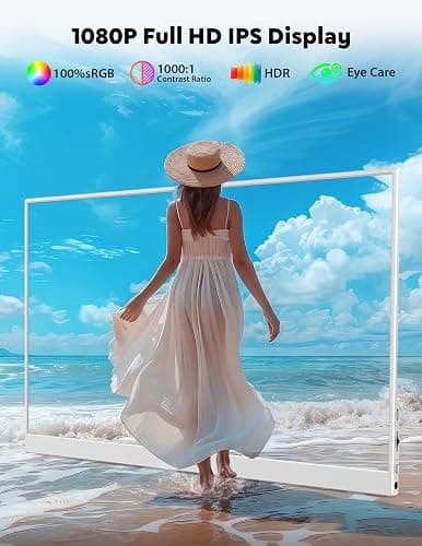 OUNSHLI Portable Monitor 15.6", FHD 1080P 100% sRGB White Laptop Monitor with Adjustable Stand, Ultra Slim Travel Monitor with Eye Protection, Plug and Play for Laptop/PC/Mac/Android/PS5 thumbnail 2