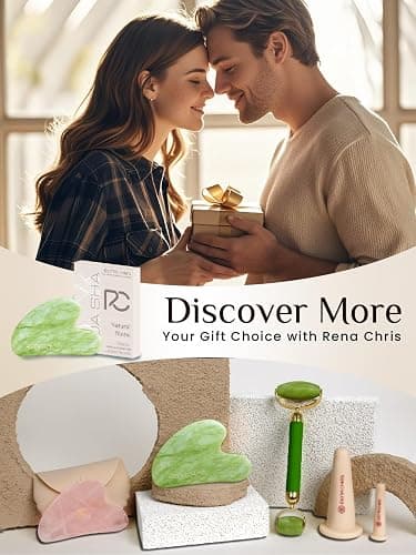 Rena Chris Gua Sha Facial Tools: Natural Jade Stone Guasha Tool for Face Acupuncture Therapy, Facial Massager for Jawline Sculpting and Puffiness Reducing (Mint Green) thumbnail 6
