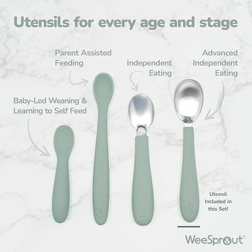 Kids Stainless Steel Utensils Set - Premium 18/8 Grade Silverware Kit - 2 Spoons, 2 Forks, and 2 Knives for Ages 4-7 - Silicone Easy-Grip Handles - Children Flatware Cutlery (Bright - Purple, Pink) thumbnail 6