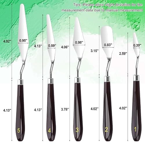 5 Piece Palette knifes Painting Knife Set Supplies for Oil, Acrylic Paint,Cake Decorating,Stainless Steel Pallet Knife Paint Knife Art Spatula for Various Types of Painting,ColorMixing,Smearing thumbnail 2