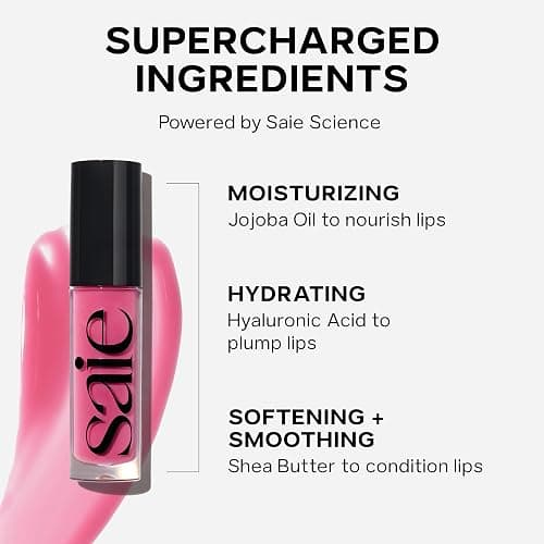 Saie Glossybounce - Hydrating Lip Gloss and Tinted Lip Oil Hybrid with Hyaluronic Acid & Jojoba Oil for Non-Sticky, Ultra-Shiny, Plump & Soft Lips - Everyday Makeup Essential - Kiss (.17 oz) thumbnail 4
