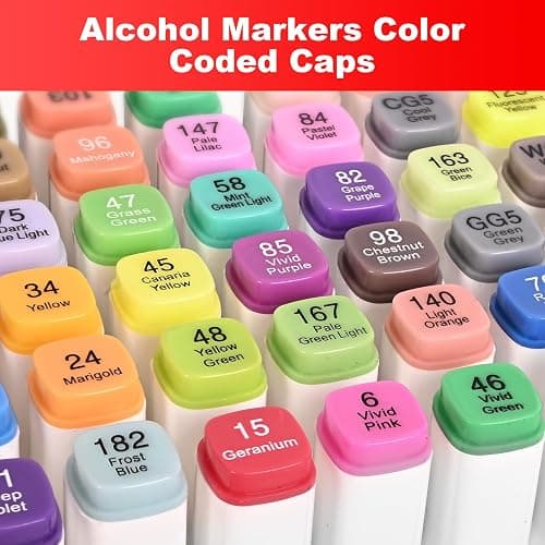 Hnncugty Alcohol Markers Set 100 Colors, Dual Tips Coloring Art Markers Set with Case & Holders, Chisel & Fine Artist Sketch Pens Art Supplies for Adult Coloring Books, Drawing, Painting, Sketching thumbnail 6