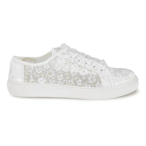 Mrs White 883-10 Women's Lace Wedding Sneakers Floral Embroidery Ribbon Laces Comfortable Bridal Flat Shoes thumbnail 4