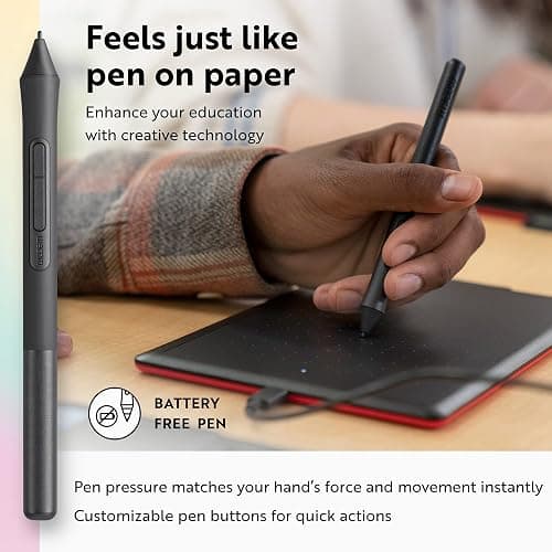 One by Wacom Drawing Tablet, Medium 10.9" x 7.4" Compact Graphics Tablet, Student Beginner Creative Pen Digital Drawing Pad for Chromebook, Mac, Windows thumbnail 4