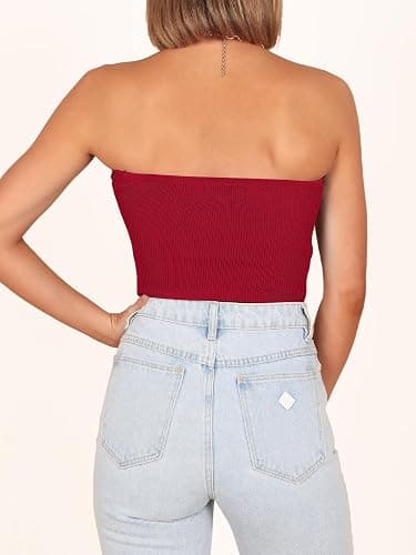 ANRABESS Tube Top for Women Summer Strapless Bandeau Knit Twist Knot Corset Crop Basic Tank Tops 2026 Vacation Beach Clothes thumbnail 5