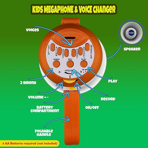 Megaphone for Kids - Cool Voice Changer Toy for Kids - Record & Play and Siren - Ideal Gift for Boys & Girls Ages 5-6-7-8+ Years old - Voice Changing Device - Cool Outdoor Toys Gift Ideas for Kid thumbnail 4