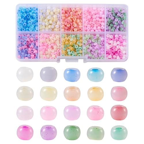 1500Pcs 4mm Lampwork Rondelle Seed Beads 20 Colors Pastel Crystal Pony Beads Bulk for Crafts DIY Friendship Bracelets Earring Beading Jewelry Making Supplies thumbnail 9