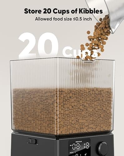 oneisall Automatic Cat Feeder for 2 Cats, 20 Cups/5L Automatic Cat Food Dispenser for Small Pets Indoor, Timed Cat Feeder for Dry Food - Black thumbnail 4