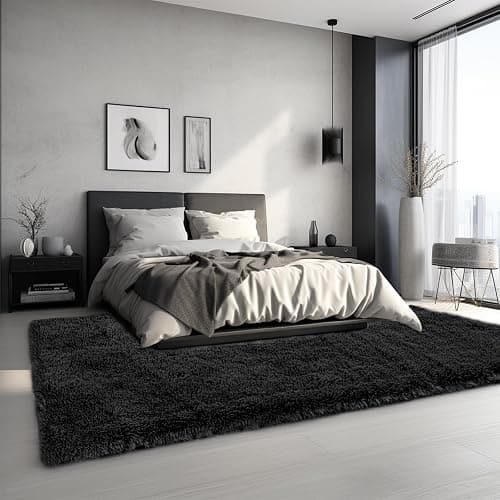 Sour Lemon 8x10 Area Rugs for Bedroom, Living Room Fluffy Rug, Large Area Rug Shag Shaggy Carpet Soft Plush Furry Bedside Rugs, Machine Washable Area Rugs for Kids Girls Boys Home Decor Anti Slip - Black - 8' x 10' (Rectangular) thumbnail 8
