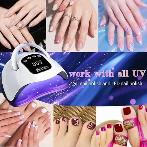 UV LED Nail Lamp with 72 Beads, 320W Nail Curing Lamps for Gel Polish with Automatic Sensor/4 Timer Setting,Led Nail Dryer, Professional Nail Art Drying Tools for Fingernail and Toenail. thumbnail 7
