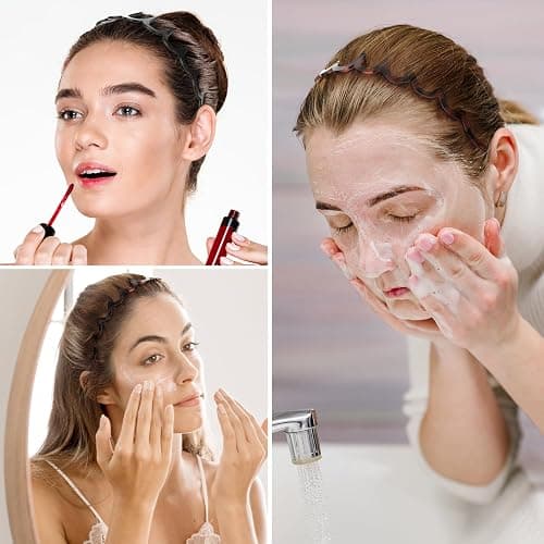 Zickzack Haarreif 4 Stück Haifischzahn Haarkamm Haarband Gewellte Kunststoff Stirnband Make Up Haarreif für Sport Fitness Tägliches für Damen Und Mädchen (Schwarz/Leopard) thumbnail 6