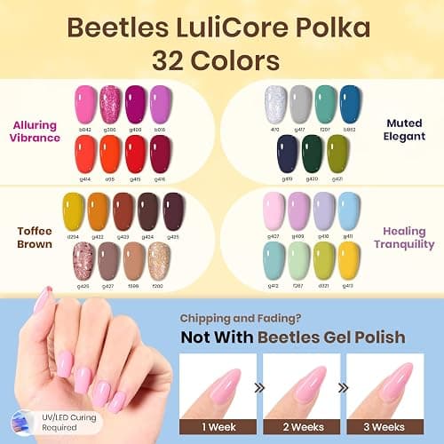 Beetles Gel Nail Polish Kit with U V Light - 55Pcs 32 Color Gel Nail Kit | LuliCore Polka Set with Nail Drill Base Top Coat Professional Manicure Set Home Salon DIY Gifts for Women thumbnail 6