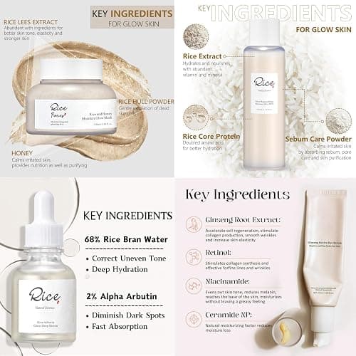 4-Step Korean Glass Skin Set – Rice & Honey Glow Mask, Arbutin Serum, Ginseng Eye Care, Hydrating Toner | Vegan, Anti-Oxidant Skincare Kit for Glowing Complexion, Korean Skincare Routine(4Pcs) thumbnail 3