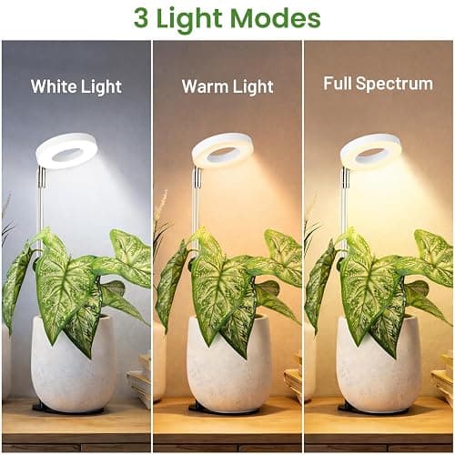 LBW Grow Lights for Indoor Plants, Full Spectrum Halo Grow Light with Base | 48 LED Plant Light for Small Plant, Base/Soil Stake, 7.8-26" Adjustable, 6/8/12/16H Timer, 3 Color Mode, 5 Brightness, 3 pack thumbnail 4