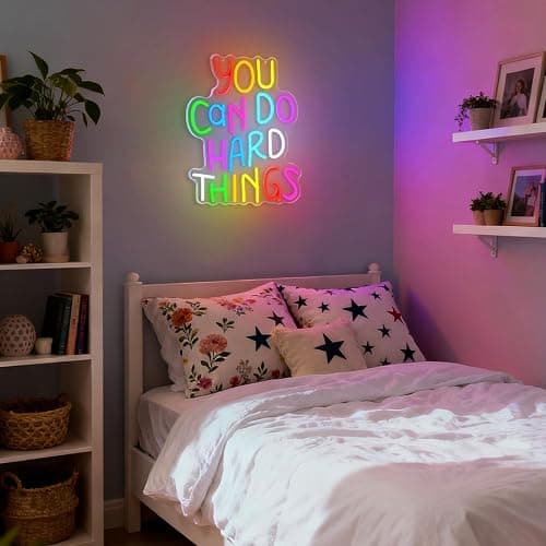 Sneignon You Can Do Hard Things Neon Sign for Classroom,USB Powered Dimmable Neon Light,Motivational Wall Decor for Study,Dorm Room,Office,Inspirational Back to School Sign thumbnail 6