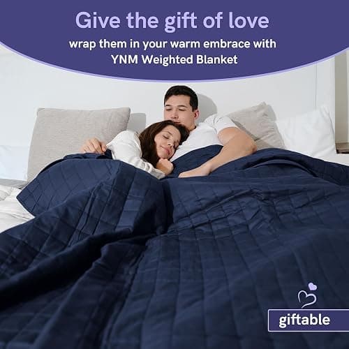 YnM 15lbs Weighted Blanket for Adults, Cotton Heavy Bed Throw Blanket with Cooling Glass Beads for All Season Use, Ideal for One Person of 140lbs (60x80 Inches, Queen Bed, Navy) thumbnail 8