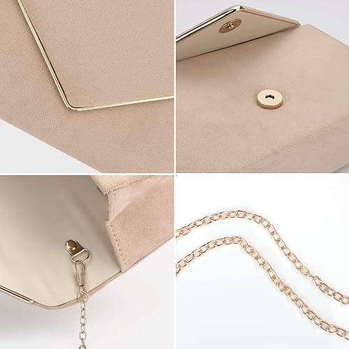 BBjinronjy Clutch Purse for Women Evening Bags Handbags for Wedding Party Cocktail Prom Faux Suede Crossbody Shoulder Bag thumbnail 6