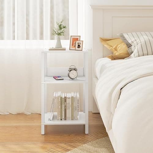 TUTOTAK Record Player Stand with Storage Up to 100 Albums,Record Storage Table,3 Tier End Table,Side Table for Living Room, Bedroom, White TB01BW075 thumbnail 8
