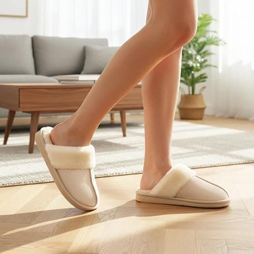 OOW Fuzzy Slippers for Women Cozy Faux Fur House Shoes Memory Foam Slippers | Winter, Warm Slippers, Cushioned Insole, Non-slip Outsole, Indoor and Outdoor, Great Gift for Women thumbnail 2