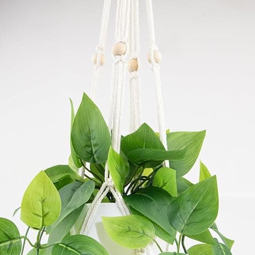 LOYWREE 1 Pack Artificial Hanging Plant Kit with Pot and Hanger - 39" Long Fake Pothos Vines - Hanging Potted Faux Plant Indoor for Wall Ceiling Bedroom Bathroom Living Room Home Decor (White Pot) thumbnail 2