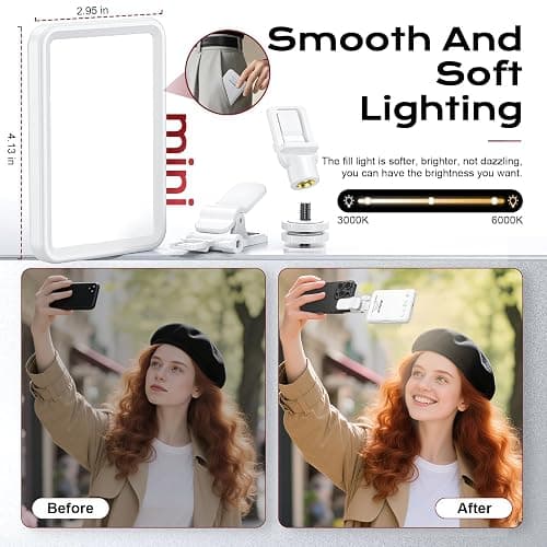 Datarm Rechargeable Soft Selfie Light for Phone, Camera, Laptop, 4-14H Battery Portable LED Light for Pictures, Phone Light Clip for Selfie, Vlog, TikTok, Makeup, Video Conference White Pro thumbnail 5