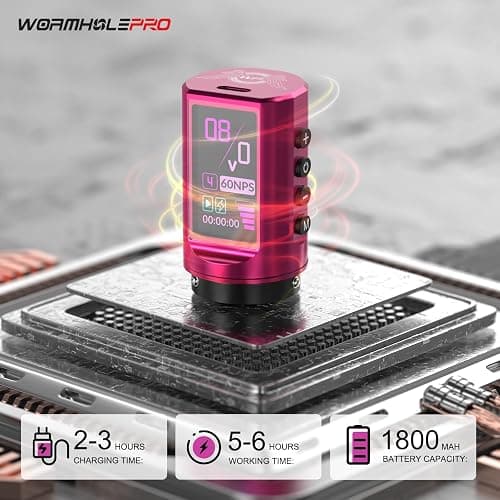 WORMHOLE PRO 7 Adjustable Strokes Tattoo Gun VIRGO Wireless Tattoo Machine with Coreless Motor 1,800 mAh Capacity Replacement Power Supply Digital LED Display Tattoo Pen for Artists CHKP15-A thumbnail 4