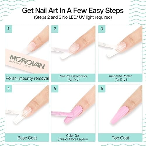 Morovan Acid Free Professional Nail Dehydrator Prep for UV Gel Polish Acrylic Nails Fast Dry Natural Nail Primer Base Varnish Manicure Bonder 0.5 oz thumbnail 7