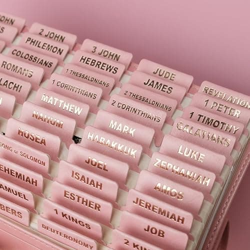 UPAFEXXI-Leather Bible Tabs, Bible Tabs for Women and Men(Gold Foil Lettering) Large Print Stickers, Easy to Read and Apply, 80 Chapters Labels for Easy Navigation(Pink) thumbnail 8