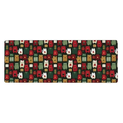 Fuzquwu Different Cats Christmas (2) for Extended Mouse Pad 12" X 31.5" Large Desk Mat Non-Slip Rubber Base with Stitched Edges for Keyboard and Mouse thumbnail 5