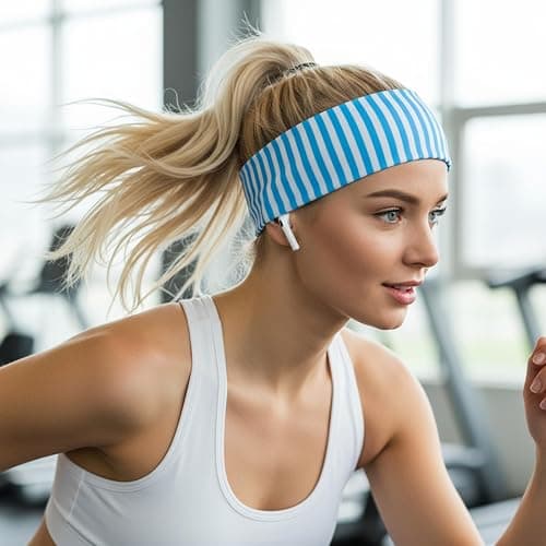 MBAIYO 4pcs Striped Headbands for Women Wide Non Slip Elastic Headbands Stretchy Trendy Thick Stripe Head Bands Bandanas Workout Yoga Running Cute Hair Band for Women's Hair Accessories thumbnail 2