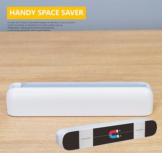 Quasziwa Aluminum Foil & Plastic Wrap Dispenser with Cutter - Easy One-Hand Operation, Space-Saving Kitchen Organizer for Worktops & Cabinets, Magnetic Cling Film Dispenser - Fits 12" Rolls, Gray thumbnail 6