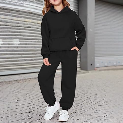 Girls Sweatsuit 2 Piece Outfits Hoodie Sweatshirts and Sweatpants with Pockets Fall Winter Outfits Girls' Clothing Sets thumbnail 2