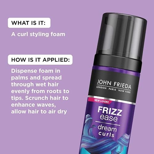 John Frieda Anti Frizz, Frizz Ease Dream Curls Air Dry Waves Styling Foam, Curl Defining Frizz Control, Hair Product for Curly and Wavy Hair, 5 Oz thumbnail 5