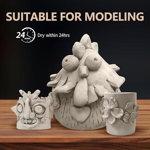 10LBs Natural Air Dry Clay Bulk, VIBRATITE All-Purpose Modeling Sculpting Pottery Clay for Beginners and Professional (White) thumbnail 2
