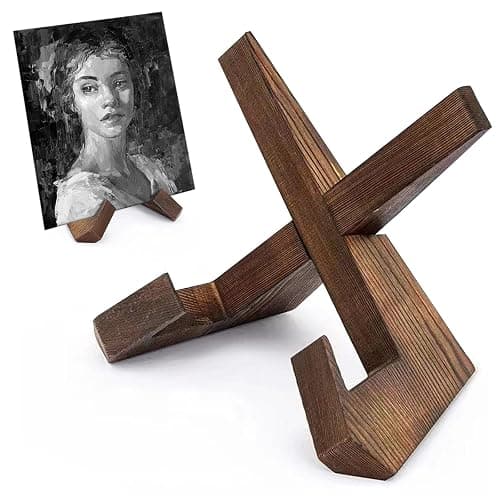 Now Playing Vinyl Record Stand, Solid Wooden Vinyl Record Holder Display Stand, Retro Now Spinning Record Stand for Vinyl Record, Cookbook Holder,Recipe Stand for Kitchen,Photo Album Book (Brown) - Image 1