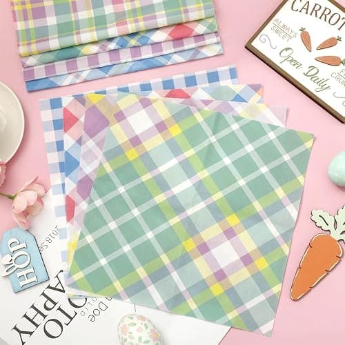 Whaline 12 Pcs Plaid Pastel Cotton Fabric Bundles 10 x 10 Inch Purple Green Pink Blue Plaid Fabric Square Buffalo Plaid Quilting Patchwork for Spring DIY Craft Home Party Decor thumbnail 4