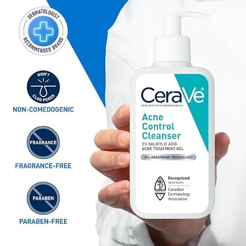 CeraVe Acne Face Wash, 2% Salicylic Acid Cleanser with Purifying Clay & Niacinamide for Oily Skin and Blackheads, Fragrance-Free, Paraben-Free & Non-Comedogenic, 473 mL thumbnail 6