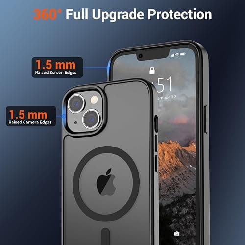 SUPFINE Magnetic for iPhone 14 Case & iPhone 13 Case (Compatible with MagSafe)(Military Grade Drop Protection) Translucent Matte Shockproof Phone Cover,Black thumbnail 4