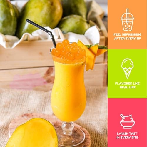 Fanale Mango Popping Boba Pearls for Bubble Tea and Drinks, 1 Pound | Bursting Boba Pearls for Smoothies, Ice Cream, Frozen Yogurt & Desserts, Vegan, Non-GMO, Gluten-Free & Fat-Free Topping thumbnail 5