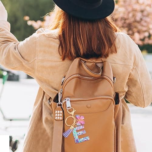 LECTNORE Key Ring Personalised Keyring, Key Rings Women Cute Keychain Personalised Keychain Bag Key Ring Sister Birthday Gifts Alphabet Keychain With Butterfly thumbnail 5