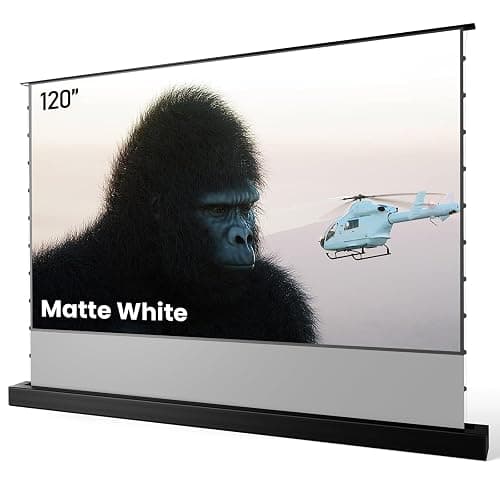 AWOL VISION 120" Motorized Rising Matte White Projector Screen for Long Short Ultra Short Throw Projector, Floor Stand Indoor Outdoor Theater Screen, 170°+ Viewable 4K/8K Ultra HD MW-F220 - MW-F220 - Image 1