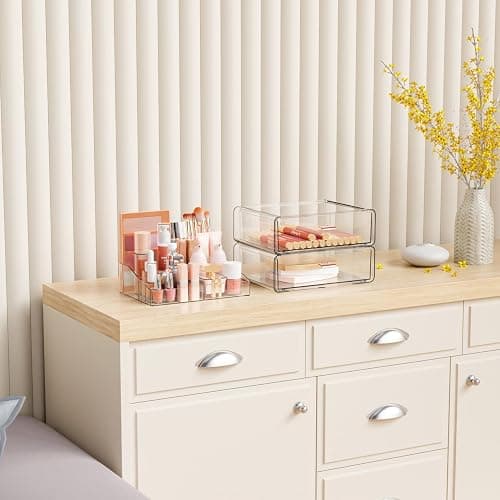 Yieach Clear Acrylic Makeup Organizers Countertop for Dresser,Desk,Bathroom Vanity,3 Tier Stackable Make up Holders and Makeup Cabinet,Tiered Cosmetic Storage and Make up Containers for Palette,Brush thumbnail 7