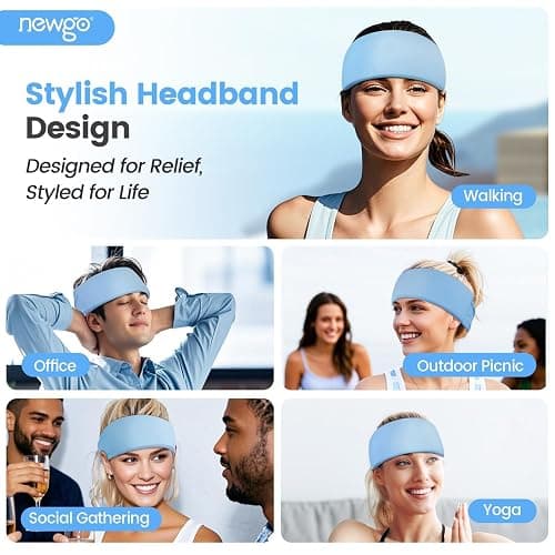 Migräne Kopfschmerz Linderungsband, Flexibles Kühl-Gel-Kopfband, beruhigende EIS-Kopfmaske zur Linderung von Kopfschmerzen, Migräne, Fieber, Verspannungsstress und Kater (hellblau) thumbnail 6