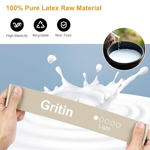 Gritin Bande Élastique Fitness, 5 Bandes de Résistance Élastique en Latex | Équipement d'Exercices Hommes & Femmes pour Musculation Fitness Pilates Yoga -5 Niveaux de Force-avec Sac de Rangement thumbnail 3